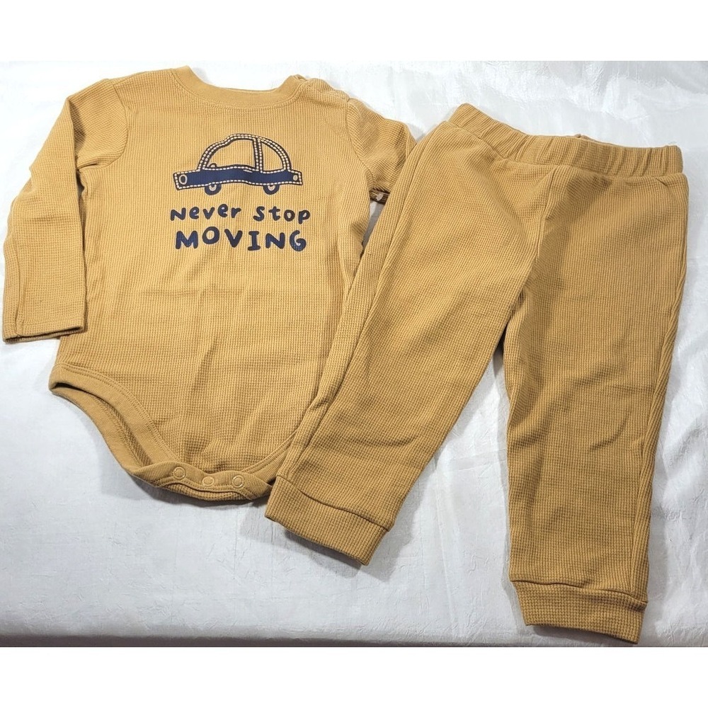Garanimals Boy's Tan Waffle‎ Knit Body Suit & Pants Set - 18 Months - NWOT